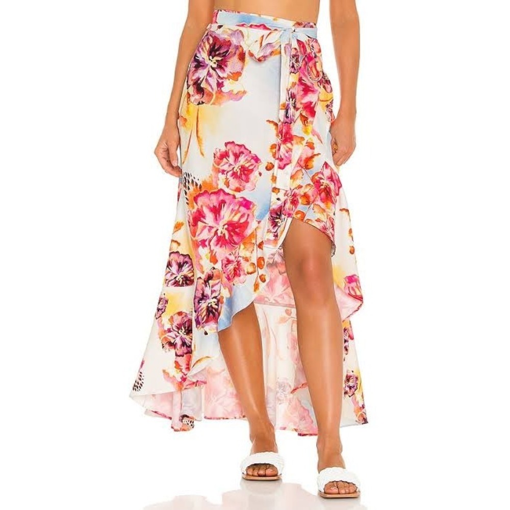 NWT Agua Bendita Brasil Dazze 7599 Floral Wrap High Low Maxi Skirt | Small